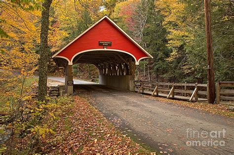 Flume Gorge Covered Bridge Fall Colors Photograph By Adam Jewell