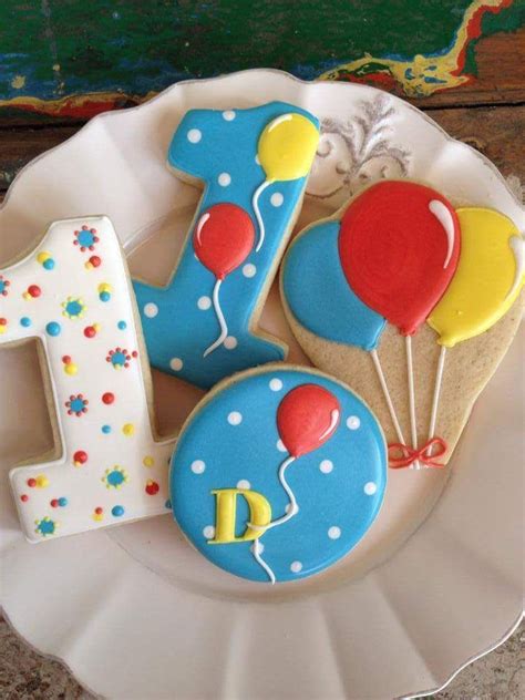 First Birthday Cookies Balloon Cookies Sugar Cookies Decorated