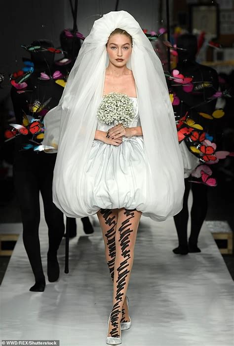 Gigi Hadid Wows In A Puffy Wedding Dress At Moschino Mfw Show Daily