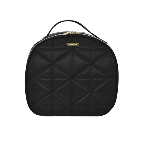 Modella By Conair Quilted Round Train Case Cosmetic Bag Black
