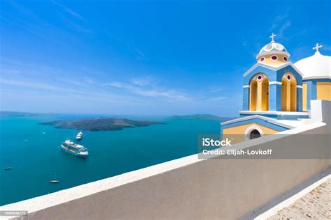 Kepulauan Yunani Pemandangan Laut Panorama Pulau Santorini Yang Indah