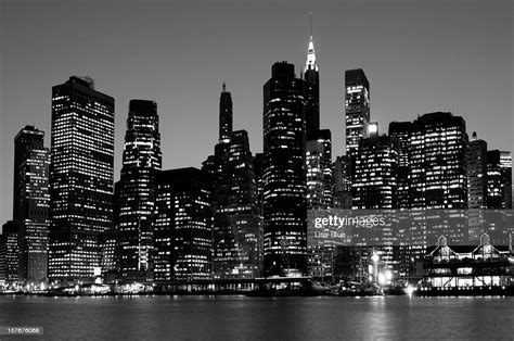 Lower Manhattan Skyline Nyc Black And White High Res Stock