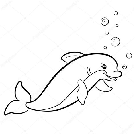 Kleurplaten. Wild zeedieren. Schattig dolfijn — Stockvector © yamayka