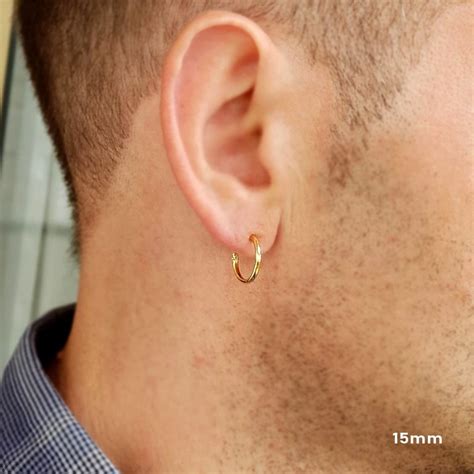 Mens Black Earrings 15mm Huggie Hoop Earrings For Men Unisex Etsy