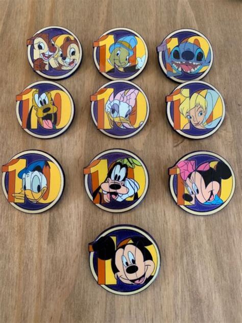 10th Anniversary Pin Trading Mystery Chaser Cast Pins Complete Set Blue