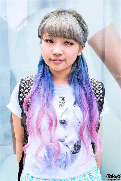 Blue-Pink Dip Dye Hair in Harajuku - Tokyo Fashion News