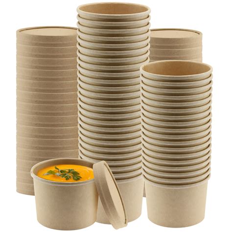 Buy Nyhi Kraft Paper Soup Storage Containers With Lids 8 Ounce