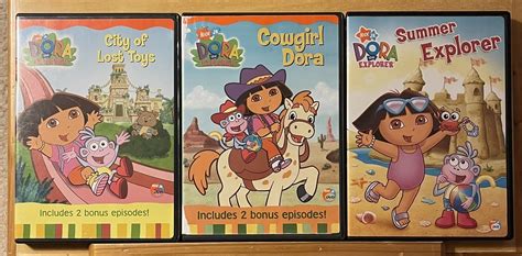 Lot Of 3 Dora The Explorer Dvds City Of Lost Toyscowgirl Dorasummer Explorer Ebay