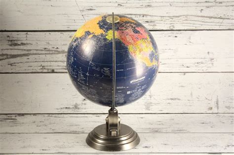 Vintage Globemaster Deep Blue Globe World Map Antique Pewter Etsy