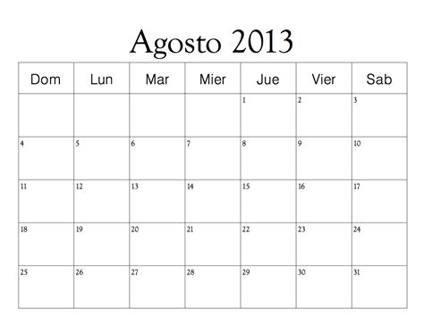 Calendario Agosto 2013 Para Colorear Dibujos Para Colorear Infantil