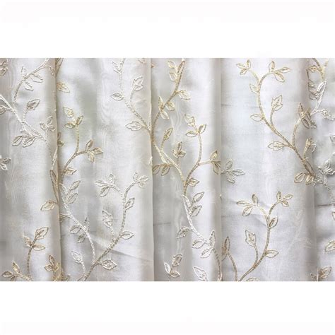 Royal Leaves Embroidered Sheer Curtain Fabric Drapery Window Etsy