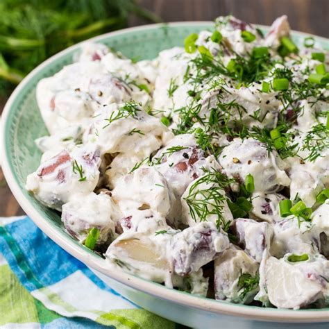 Simmer until potatoes are tender when pierced with the tip of a sharp paring knife, 12 to 15 minutes. Creamy Dill Potato Salad - Spicy Southern Kitchen