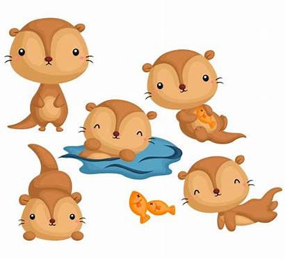 Otter Nutria Clipart Lontra Otters Illustrations Loutre