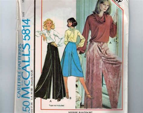 1970s Vintage Sewing Pattern Mccalls 5814 Misses Pantskirt Etsy