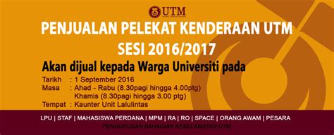 Biarkan 1/4 cm hingga 1/16 cm dari tepi atas tingkap tanpa dakwat. PENJUALAN PELEKAT KENDERAAN UTM SESI 2016/2017 | Bahagian ...