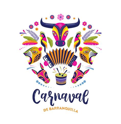 Plantilla Ilustrada Del Carnaval De Barranquilla Ilustración Del Vector