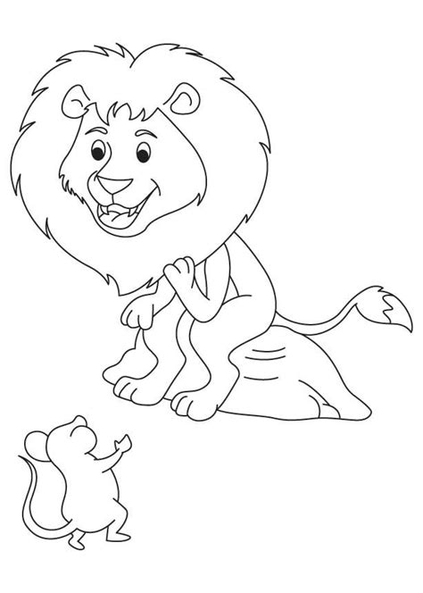 Happy Lion With Mouse Coloring Page Lion Coloring Pages Coloring