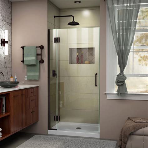dreamline unidoor x 36 in x 72 in frameless hinged shower door in oil rubbed bronze d13072 06