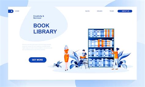Book Library Landing Page Template With Header Vector Premium Download