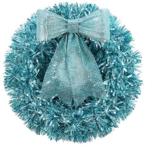 Holiday Time Silver Blue Tinsel Wreath