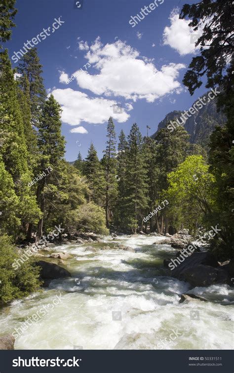 The Merced River Flowing Through Yosemite National Park Stock Photo
