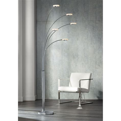 Possini Euro Design Modern Arc Floor Lamp Led 5 Light Chrome Acrylic
