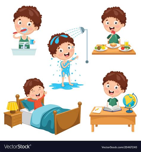 Kids Daily Routine Royalty Free Vector Image Vectorstock Daily