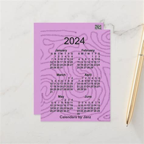 2024 Purple Maze 6 Month Mini Calendar By Janz Postcard Zazzle