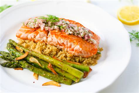 Salmon With Quinoa And Asparagus Chef Julie Yoon