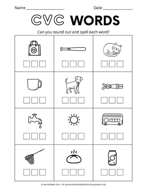 Cvc Words Worksheet For Kindergarten