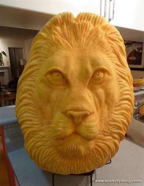 African Lion Pumpkin Carving By Clive Cooper Carved From 80lb Atlantic