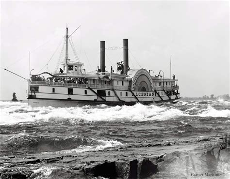 Side Wheeler Steamship Algerian Running The Lachine Rapids In Late