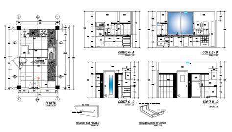 Kitchen Structure Interior 2d View Layout Autocad File