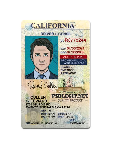 California U21 Driver License Psd Template Psdlegit