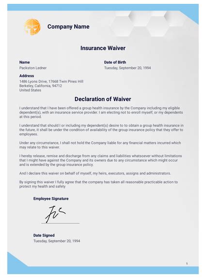 This page contains templates that either document policies or hold information about. Insurance Waiver Template - PDF Templates | JotForm