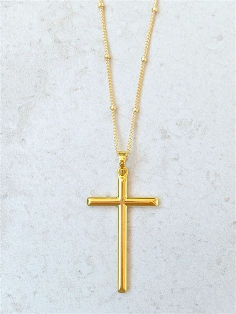 Simple Gold Cross Necklace Skinny Gold Cross Gold Cross Etsy In