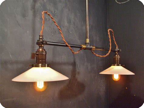 Vintage Industrial Double Shade Ceiling Sconce Machine Age Flat Shade