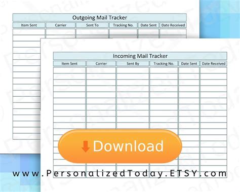 Incoming Mail And Outgoing Mail Printable Tracking Log For Etsy How