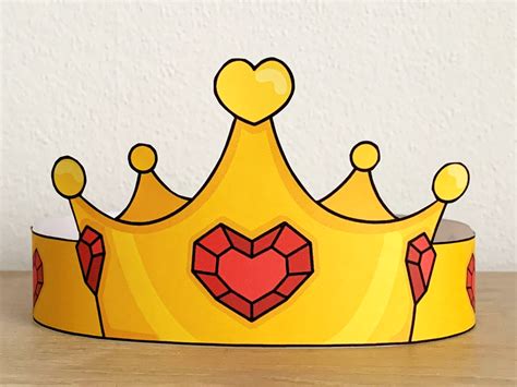 Heart Princess Paper Crown Printable Costume Valentine Craft Activity