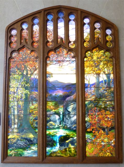 Tiffany Stained Glass Window Autumn Landscape The Worley Gig