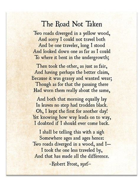 Road Not Taken Poem Robert Frost Poem Poetry Art Print Etsy Robert