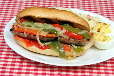 Huge baguette sandwiches to snack on this afternoon! Sausage Sandwich Recipes - CDKitchen