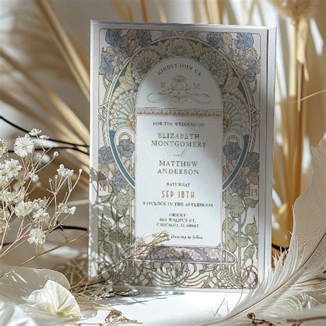 Poppy Wedding Invitations Art Nouveau By Mucha Zazzle