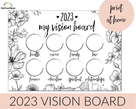 2023 Printable Vision Board Printable Dream Board In Simple Etsy