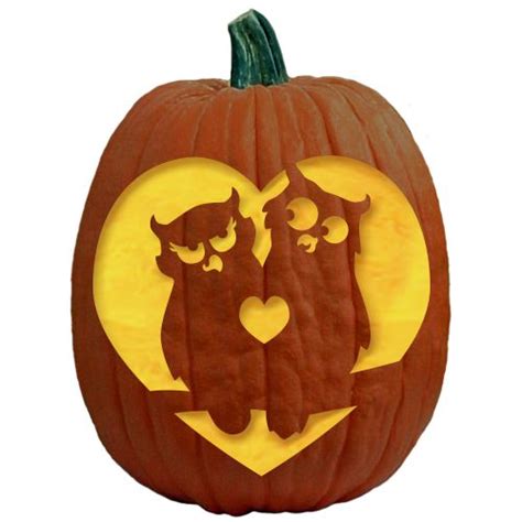 Two Cute Owls In A Tree Free Pumpkin Carving Pattern Stencil
