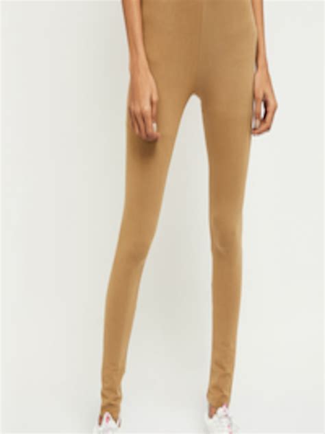 Buy Max Women Cream Coloured Solid Ankle Length Leggings Leggings For