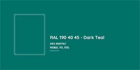 About Ral Dark Teal Color Color Codes Similar Colors And