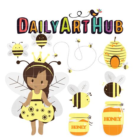Cute Queen Bee Clip Art Set Daily Art Hub Free Clip Art Everyday