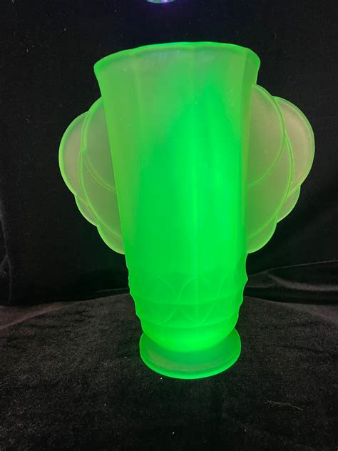 jobling 11700 celery vase uranium glass etsy uk