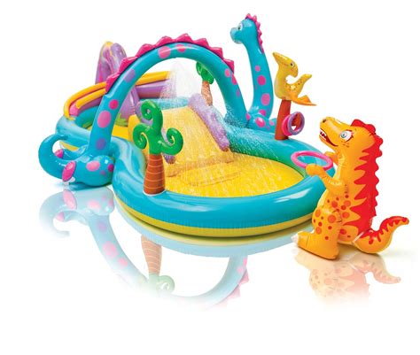 intex dinosaur water play center paddling pool with moveable arch water spray perfect activity